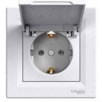 Розетка з кришкою із заземлюючим контактом Asfora, (білий) EPH3100121