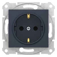 Розетка із заземлюючим контактом шторки.графіт Sedna SDN3000170