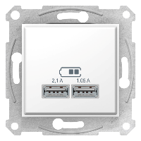 Розетка 2-а з USB виходами для заряджання Sedna SDN2710221 колір білий