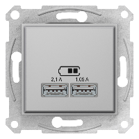 Розетка 2-а з USB виходами для заряджання SDN2710260, колір алюміній