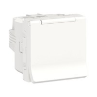 Розетка із заземл., зі шторками, з кришкою, 16 А, 250 В, IP40, Unica New NU303718TA білий