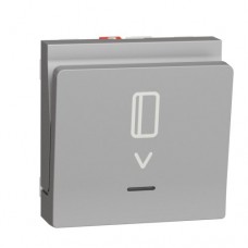 Выключатель карточный, с подсветкой, 10 А, Unica New NU328330 алюминий