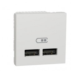 Розетка USB, 2-местная, 5 В / 2100 мА, Unica New NU341818 белый