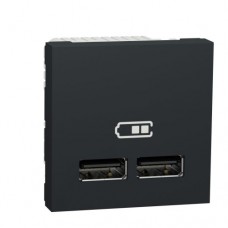 Розетка USB, 2-місна, 5 В/2100 мА, Unica New NU341854 антрацит