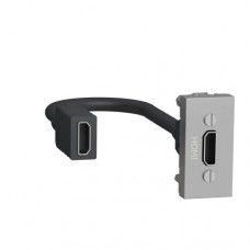 Розетка HDMI, 1-мод., Unica New NU343030 алюминий