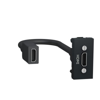 Розетка HDMI, 1-мод., Unica New NU343054 антрацит