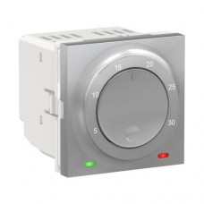 Термостат электронный, 8А, встроенный термодатчик, Unica New NU350130 алюминий