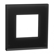 Рамка 1-постовая UNICA PURE, горизонтальная, черное стекло/антрацит