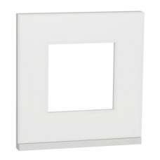 Рамка 1-постовая UNICA PURE, горизонтальная, матовое стекло/белый