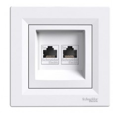 Розетка компьютерная 2-я RJ45 кат.5Е «Asfora», (цвет белый) EPH4400121