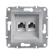 Розетка компьютерная 2-я RJ45 кат.6/UTP«Asfora», (цвет алюминий) EPH4800161