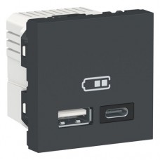 Двойная USB розетка A+C Unica New, NU301854, антрацит