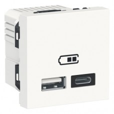 Двойная USB розетка A+C Unica New, NU301818, белая