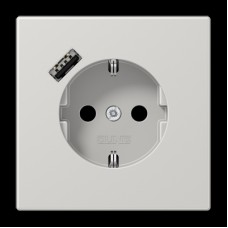 Розетка с з/к и USB-портом типа A, JUNG LS1520-18ALG светло-серый