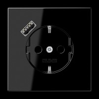 Розетка із з/к та USB-портом типу A, JUNG LS1520-18ASW чорний