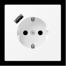 Розетка с з/к и USB-портом типа A, JUNG LS1520-18AWWM белоснежно матовый