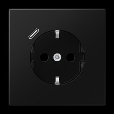 Розетка с з/к и USB-портом типа C (Quick Charge), JUNG LS1520-18CSWM чёрный графит матовый