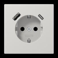 Розетка с з/к и USB тип A + USB тип C, JUNG LS1520-15CALG светло-серый