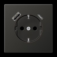 Розетка з з/к та USB тип A + USB тип C, JUNG AL1520-15CAAN Антрацит