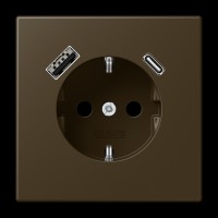 Розетка з з/к та USB тип A + USB тип C, JUNG ME1520-15CAAT латунь Antik