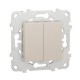 Перемикач 2-клавішний, 2 х сх. 6, 10 AX, 250 В, Unica New бежевий