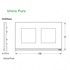 Рамка 2-поста UNICA PURE, горизонтальна, алюміній матовий/білий