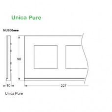 Рамка 3-поста UNICA PURE, горизонтальная, алюминий матовый/белый