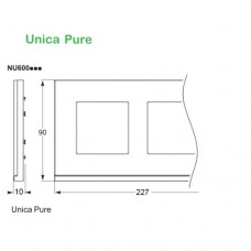 Рамка 3-постова UNICA PURE, горизонтальна, чорне скло/антрацит