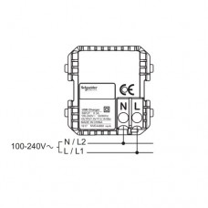 Розетка USB, 2-местная, 5 В / 2100 мА, Unica New NU341818 белый