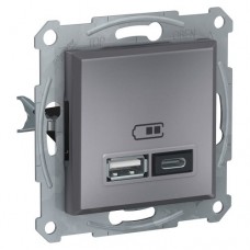 Розетка USB тип А+С 2,4А Schneider Electric Asfora EPH2700362 сталь