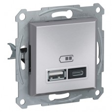 Розетка USB тип А+С 2,4А Schneider Electric Asfora EPH2700361 алюміній