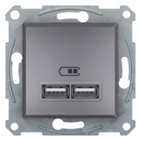 Розетка USB 2,1A Asfora EPH2700262 сталь