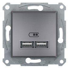 Розетка USB 2,1A Asfora EPH2700262 сталь