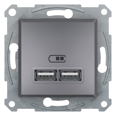 Розетка USB 2,1A Asfora EPH2700262 сталь